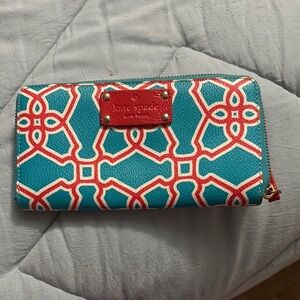 Kate Spade Blue and Red Geometric Wallet
